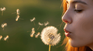 personne soufflant sur un pissenlitf